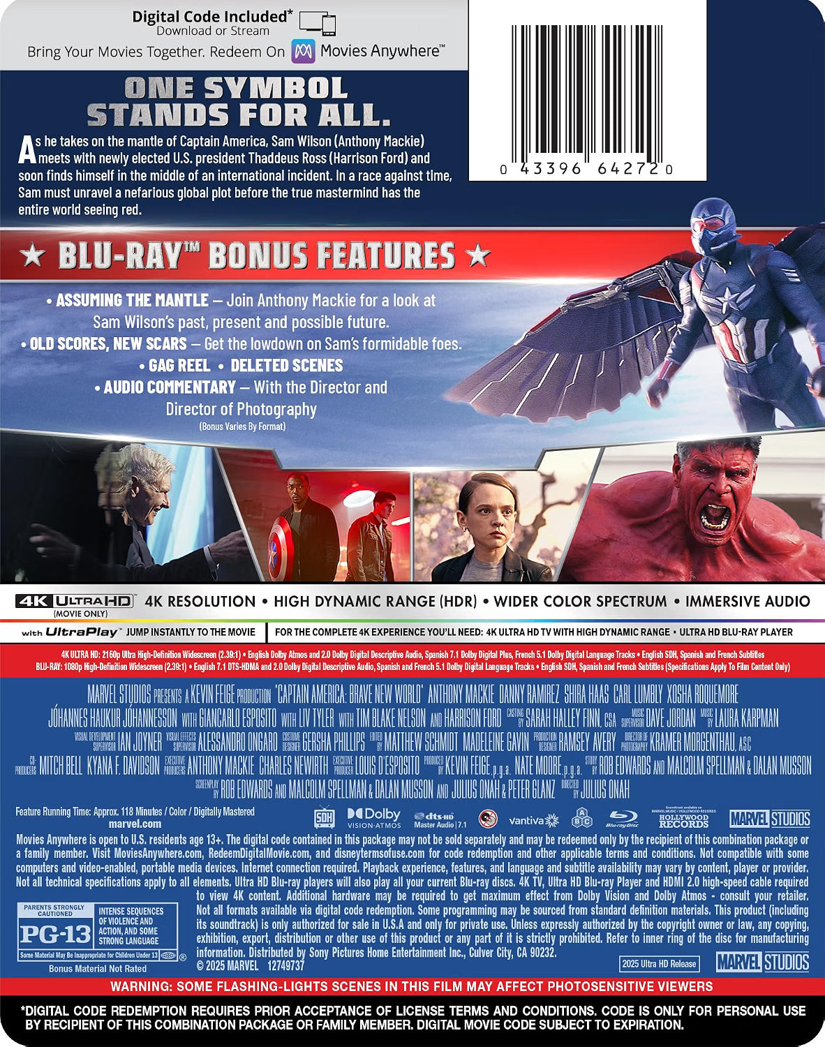 Captain America: Brave New World 4K UHD + Blu-ray + Digital Code Steelbook