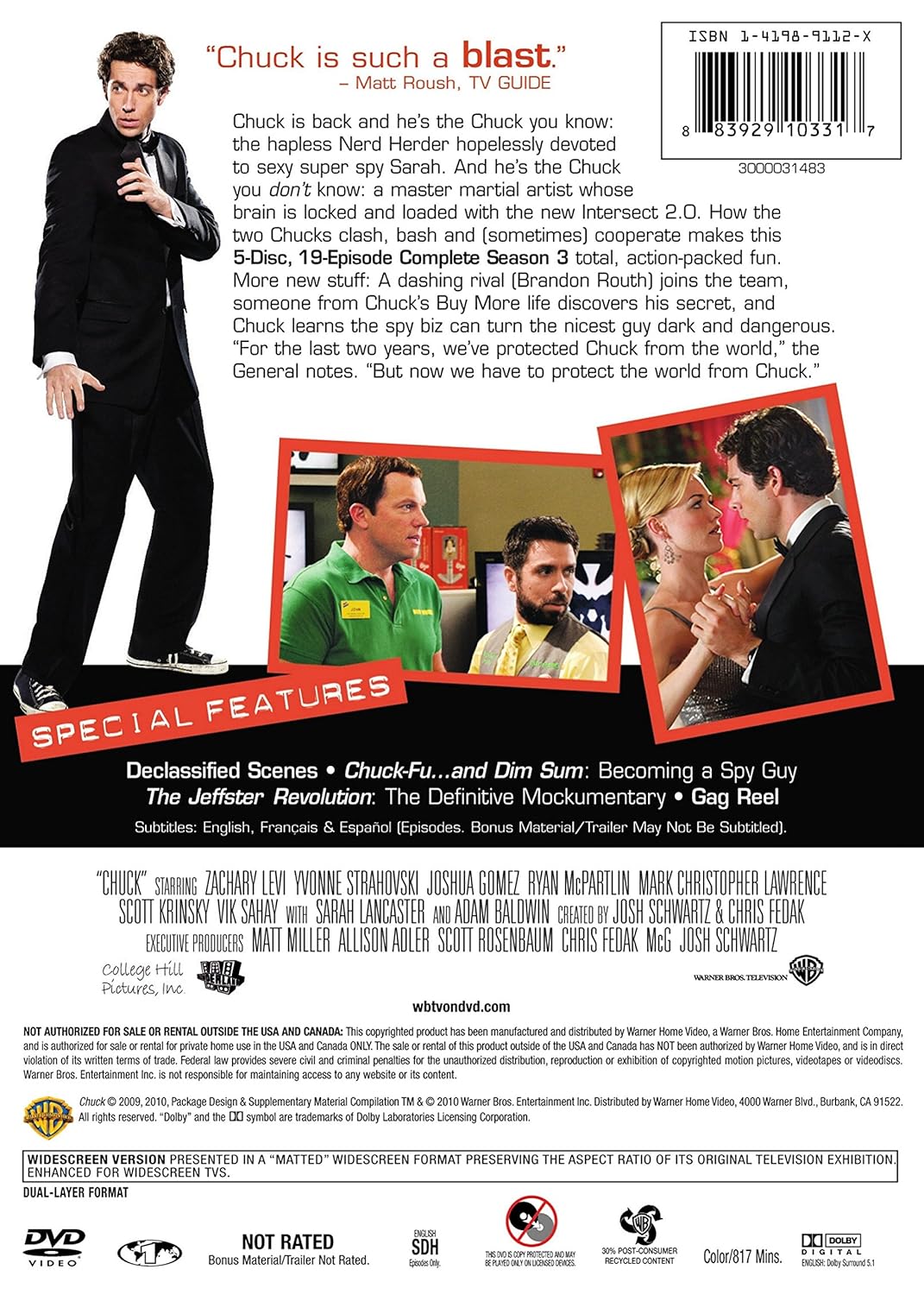 Chuck: the Complete Third Season (DVD, 5-disc)