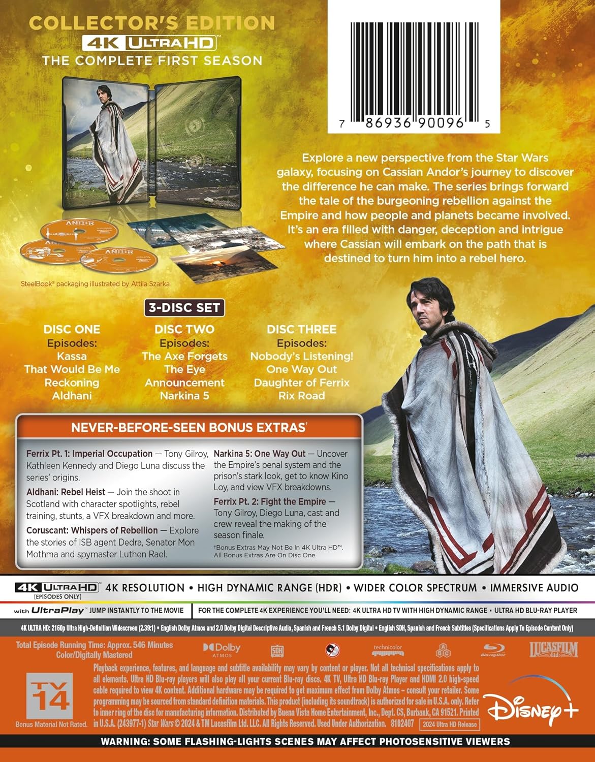 Andor Season 1 4K UHD Steelbook – Bonus Extras + Art Cards