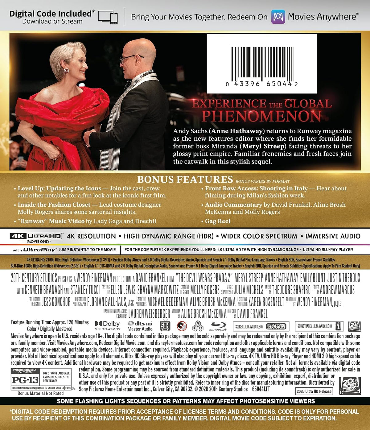 The Devil Wears Prada 2 (4K UHD + Blu-ray +4K Digital Code) No Slipcover
