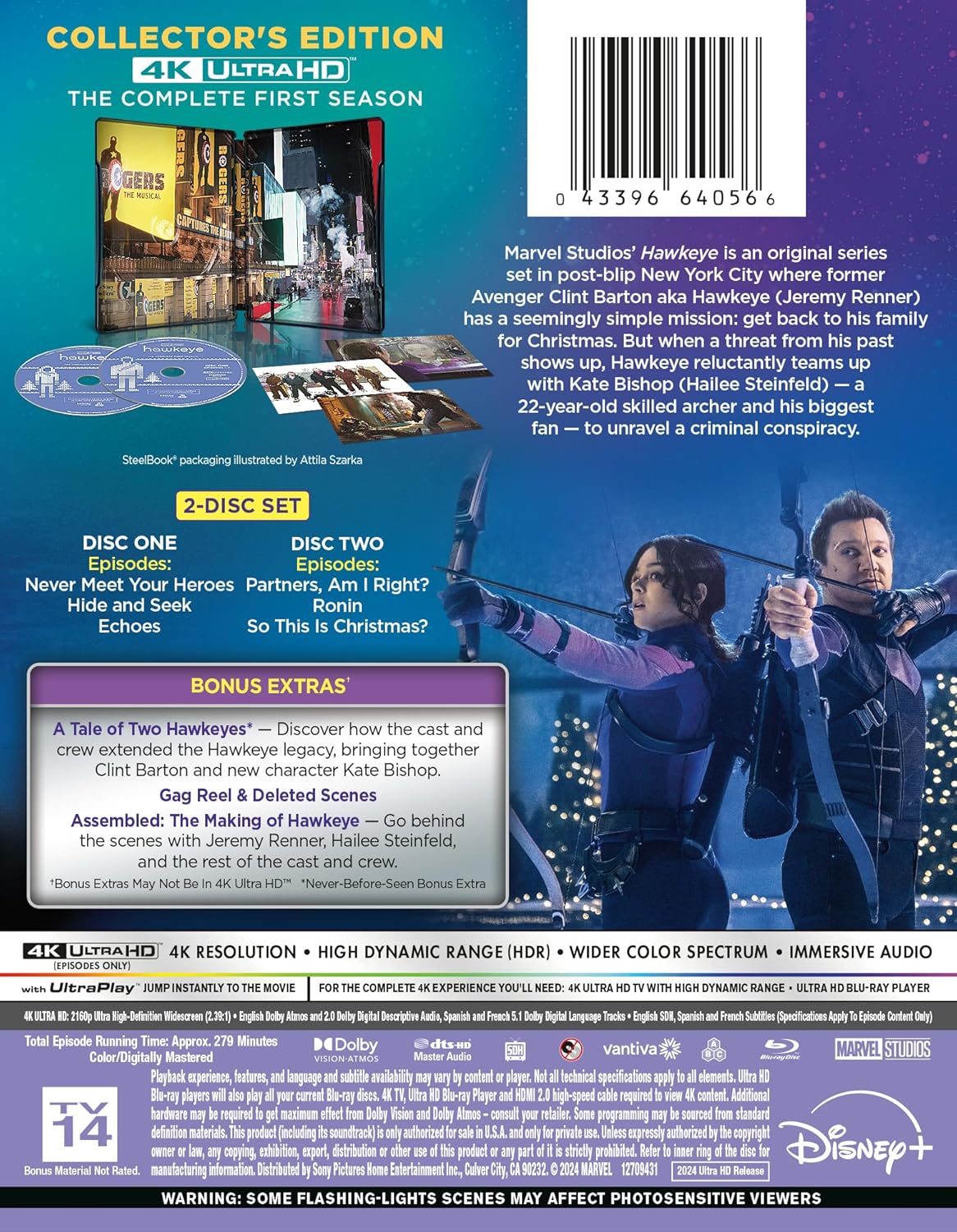 Hawkeye: Complete Season 1 4K UHD Steelbook includes Bonus Extras & Concept Art Cards