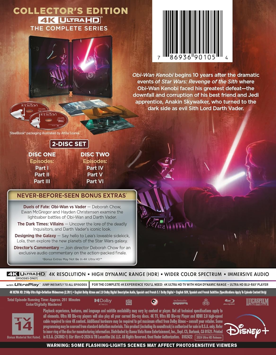 Obi-Wan Kenobi Complete Series 4K UHD Steelbook - Bonus Extras & Concept Art Cards