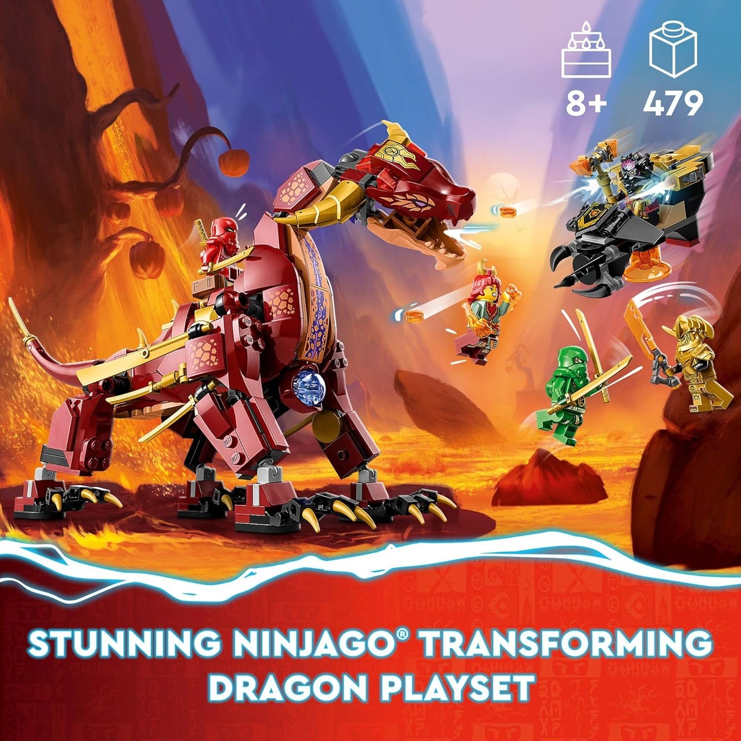 LEGO NINJAGO Heatwave Transforming Lava Dragon 71793 Building Toy Set