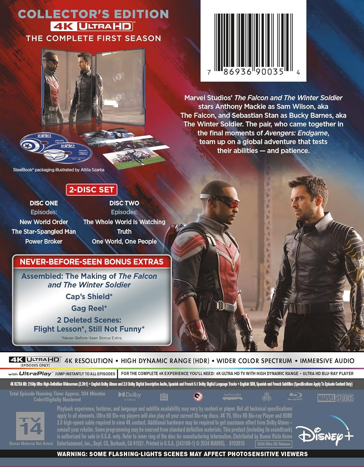 Falcon and the Winter Soldier: Season 1 Steelbook Collector's Edition [4K UHD] includes Bonus Extras & Concept Art Cards