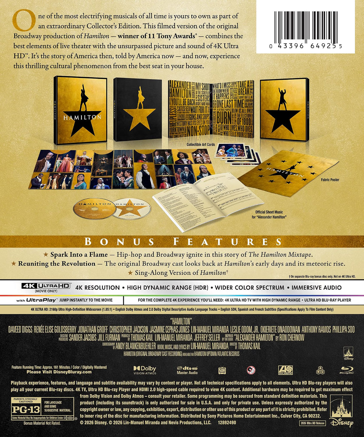 Hamilton (2020) (4K UHD - Collector's Edition) + Lyrics and sheet music