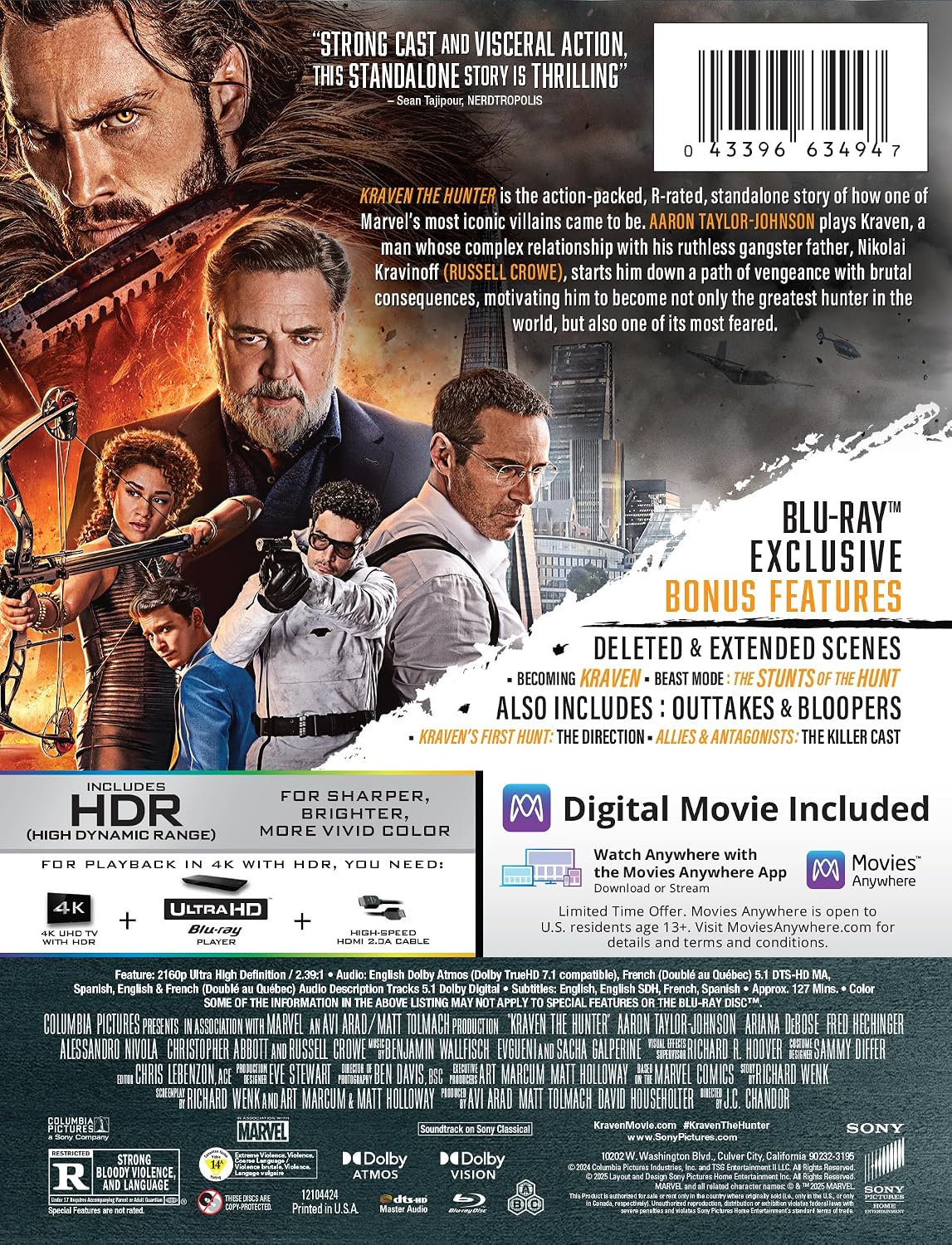 Kraven the Hunter 4K UHD + Blu-ray + 4K Digital Code Steelbook - Limited Edition