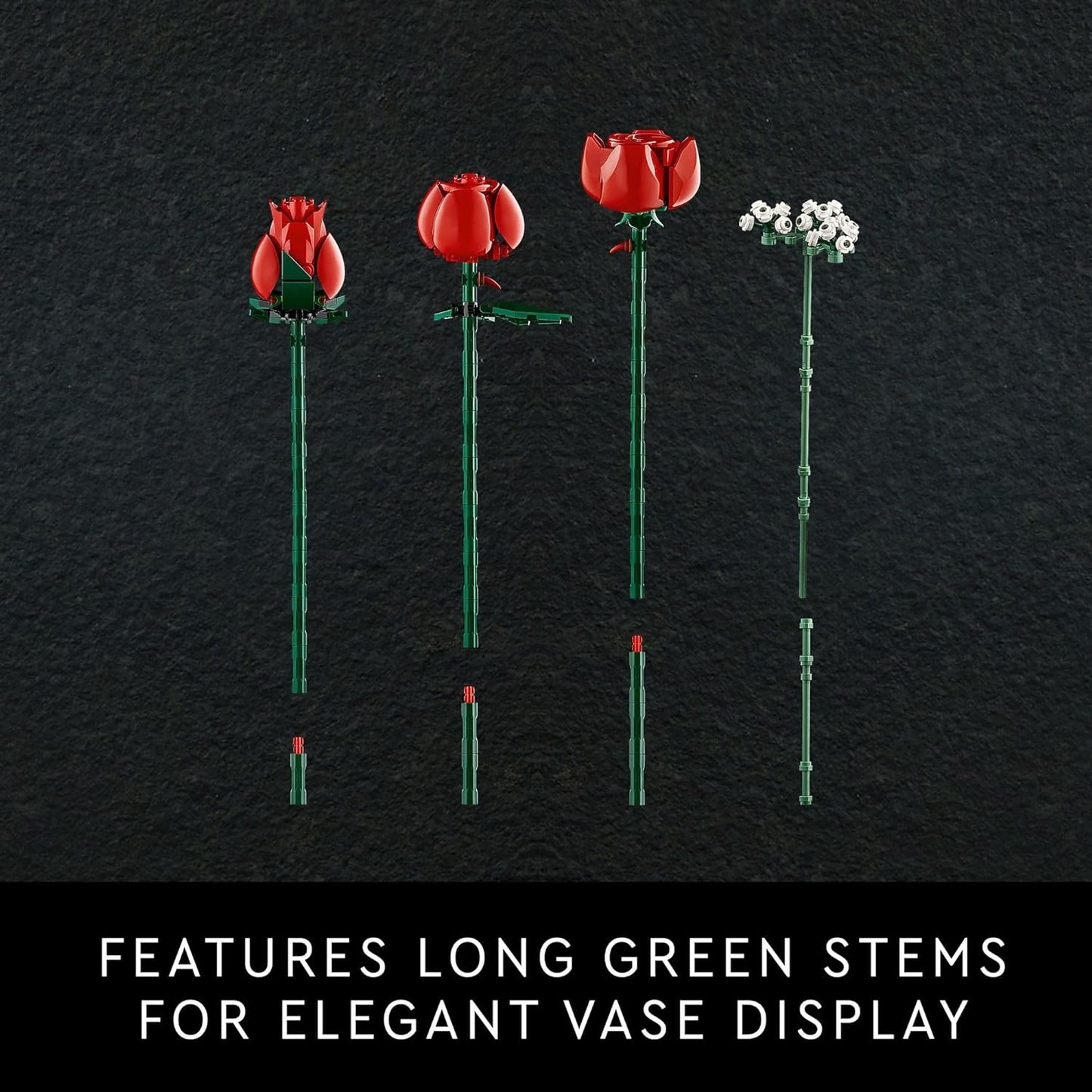 LEGO Botanicals Bouquet of Roses Artificial Flowers - Fake Red Roses Building Set, Ages 18+, 10328