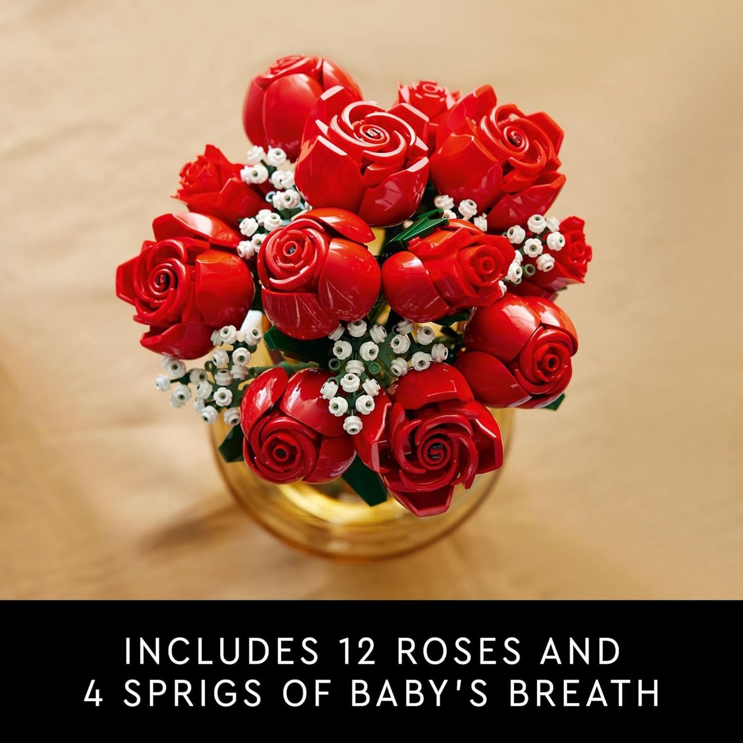 LEGO Botanicals Bouquet of Roses Artificial Flowers - Fake Red Roses Building Set, Ages 18+, 10328