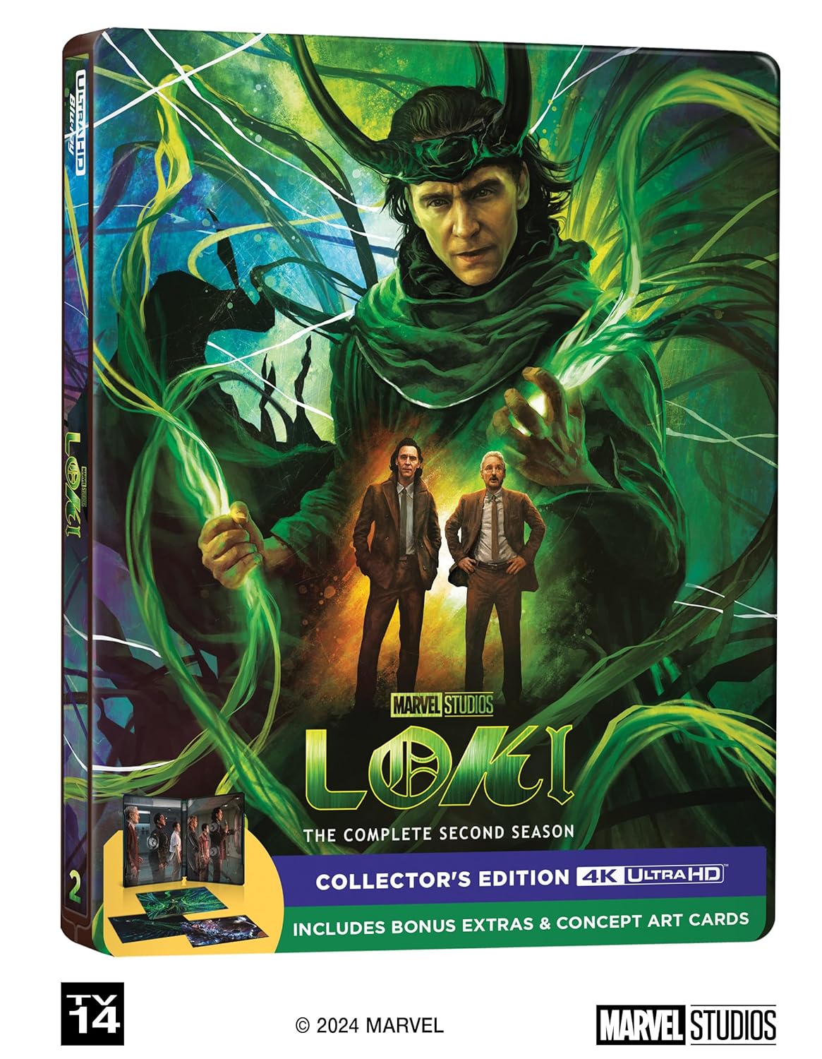 Loki: Complete Season 2  4K UHD Steelbook includes Bonus Extras & Concept Art Cards