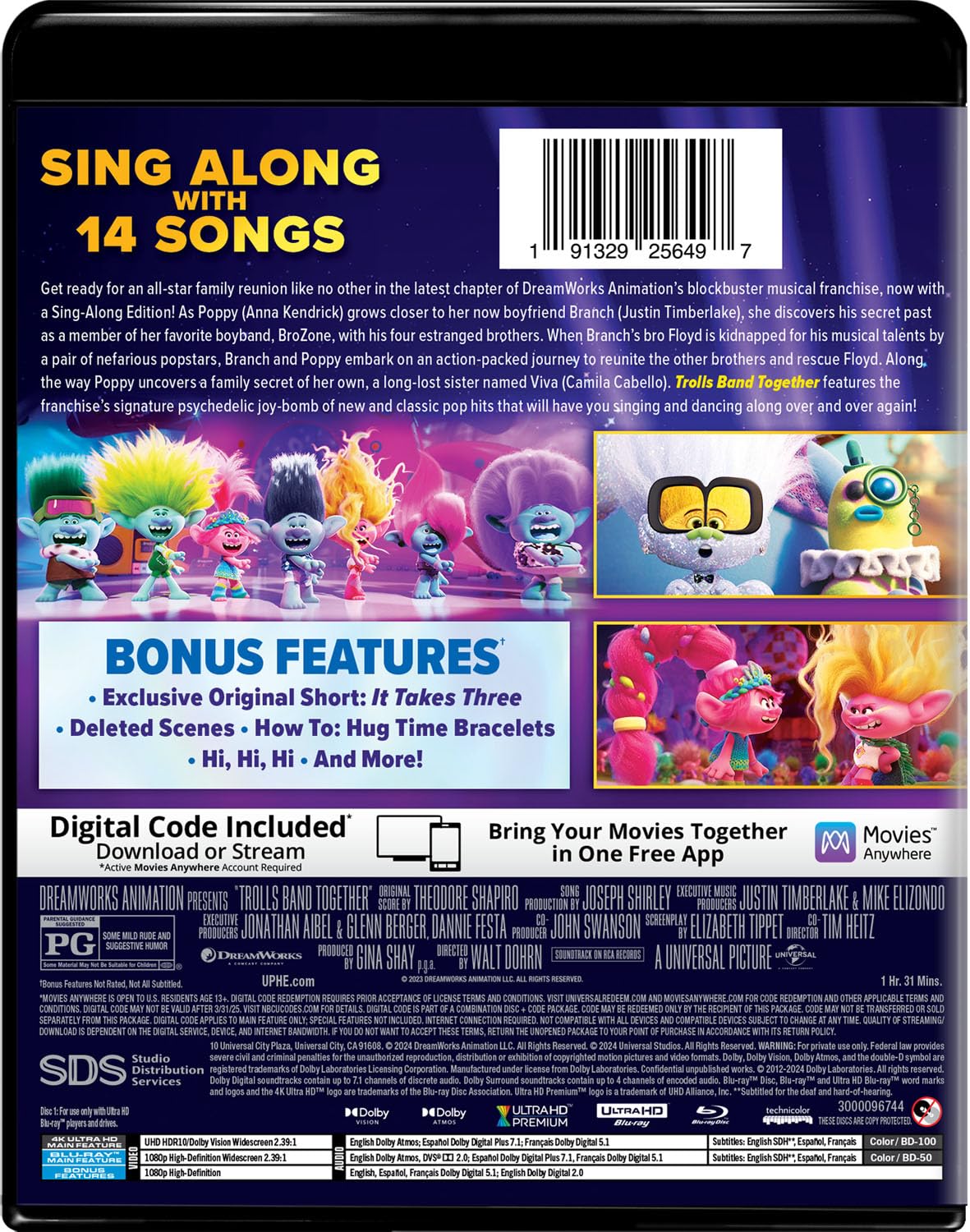 Trolls Band Together (4K Ultra HD + Blu-ray + 4K Digital Code)