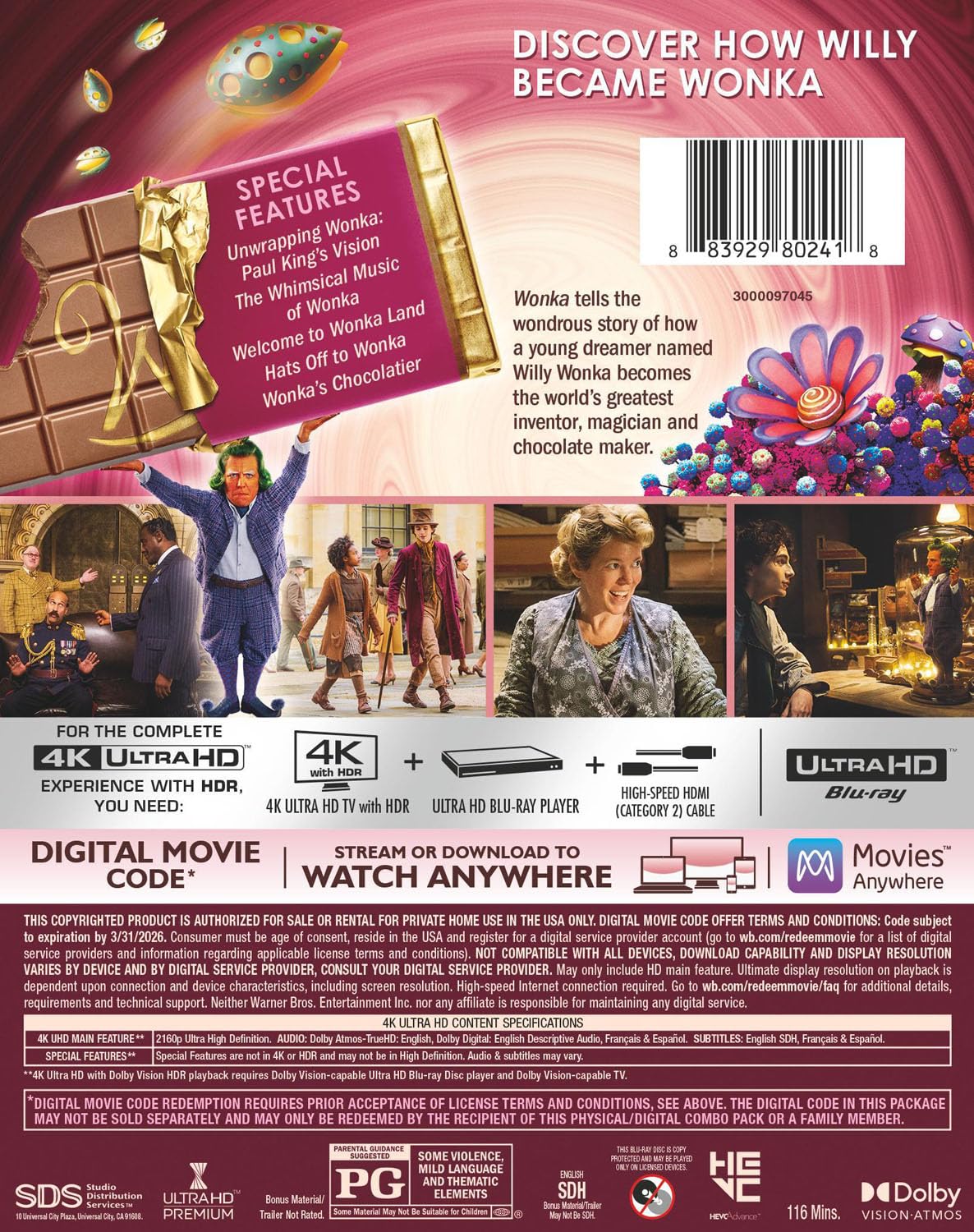 Wonka (4K Ultra HD + Digital) with Slipcover