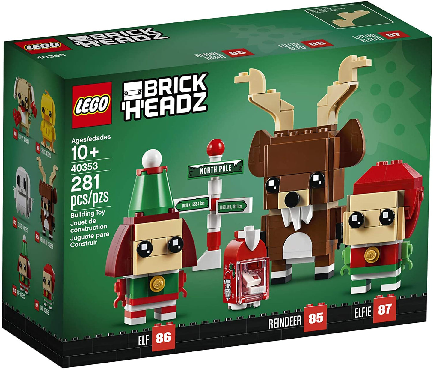 Lego 40353 - BrickHeadz Reindeer, Elf and Elfie (281 pcs), ages 10+