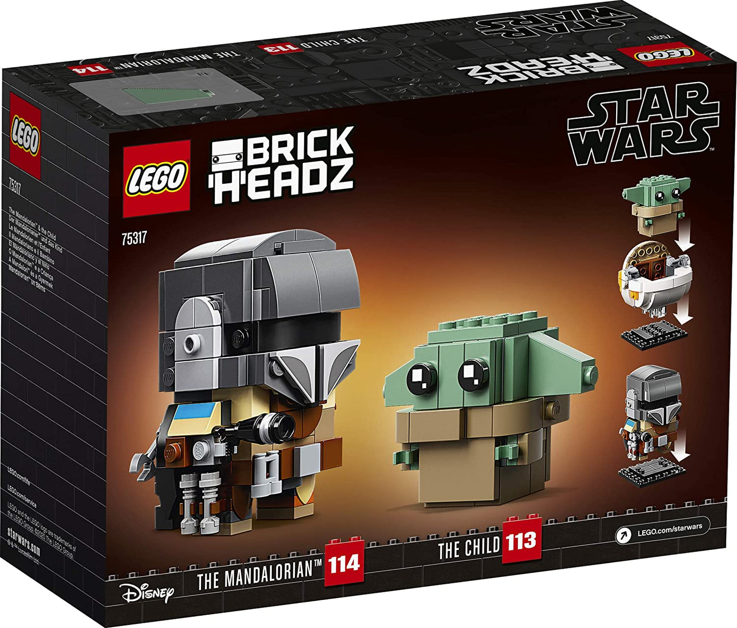 Lego 75317 - BrickHeadz Star Wars The Mandalorian & The Child Baby Yoda (295 pcs), ages 10+