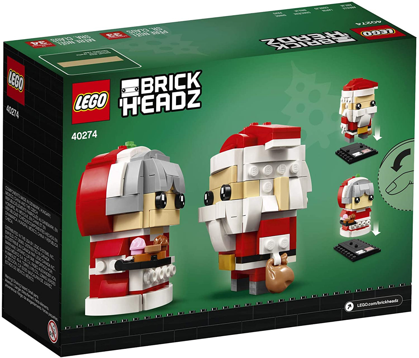 Lego 40274 - BrickHeadz Mr. & Mrs. Claus  (341 pcs), ages 16+