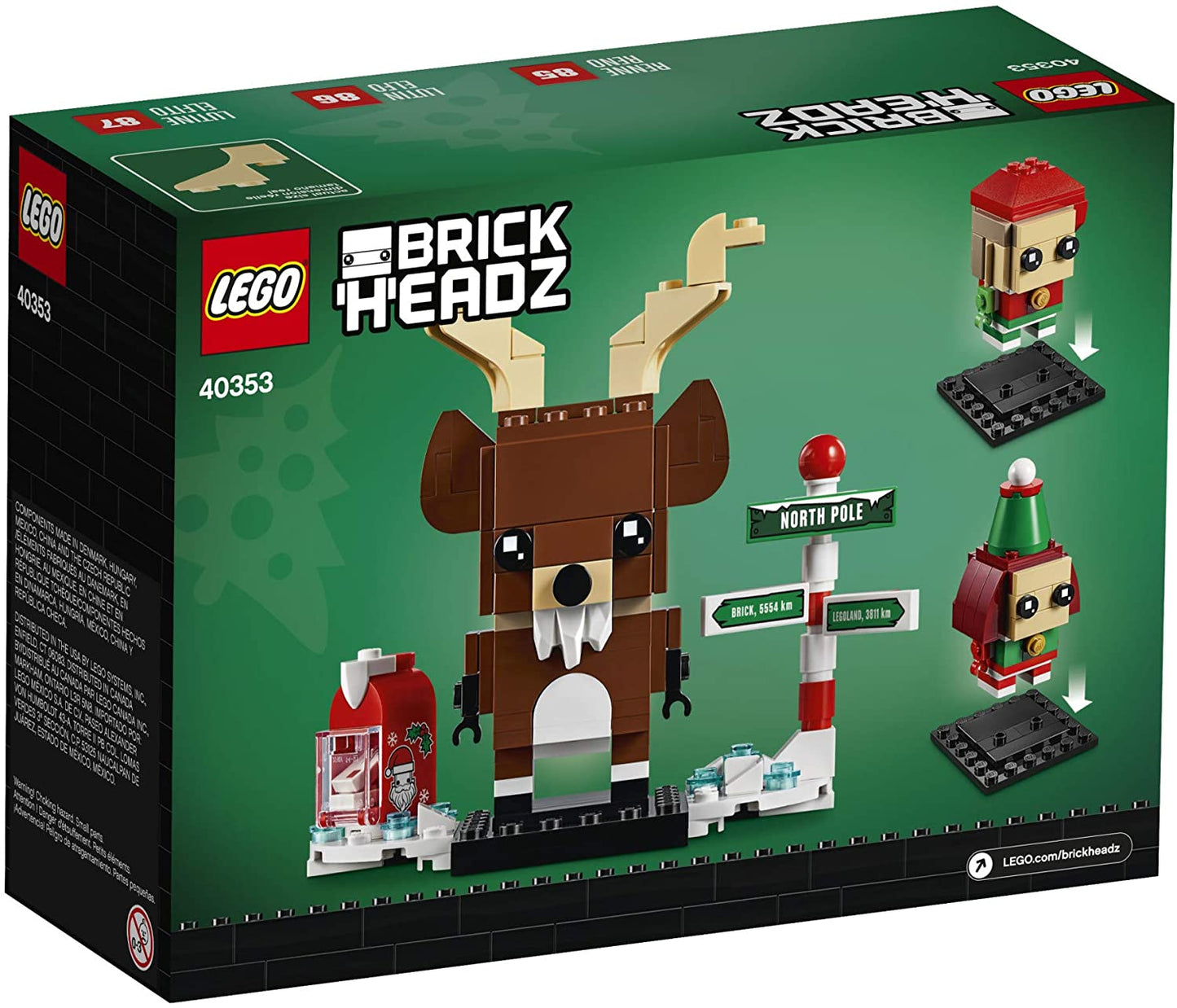 Lego 40353 - BrickHeadz Reindeer, Elf and Elfie (281 pcs), ages 10+